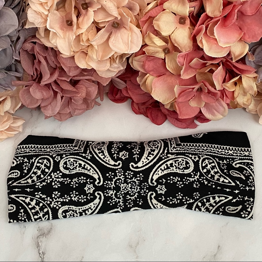 3/$28 Black Bandana Stretchy Bowknot Headband - Picture 10 of 16